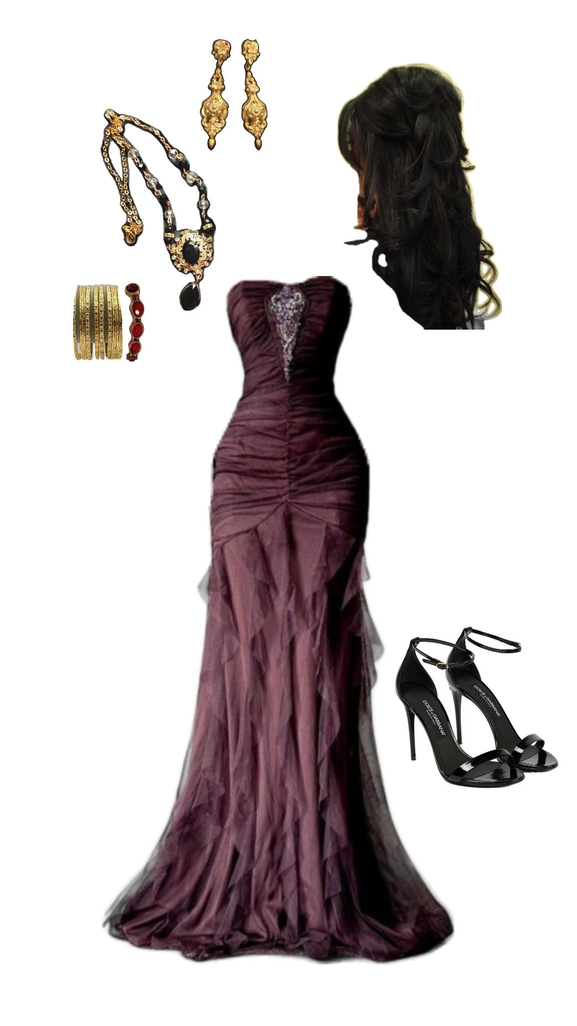 Charming Mermaid Sweetheart Chiffon Ruffle Tulle Long Prom Dress, Evening Dress C6235