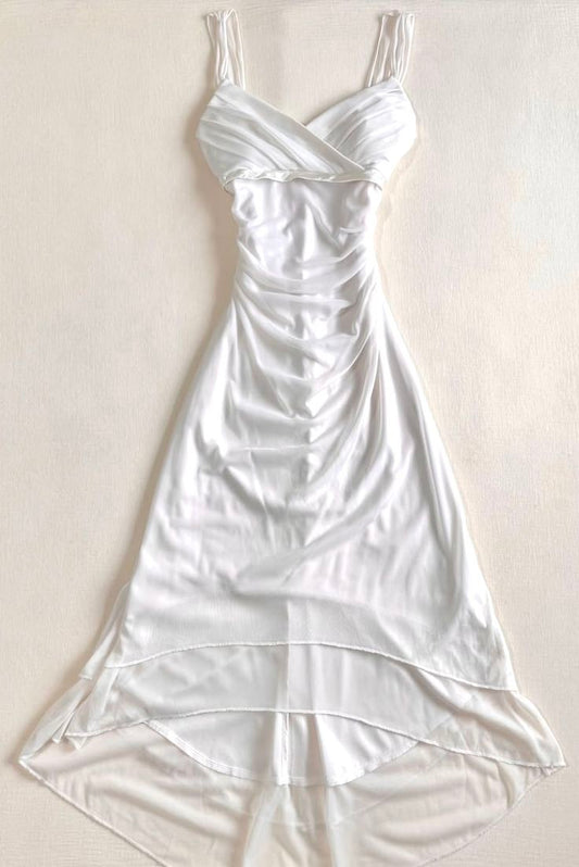 Pretty A Line White Spaghetti Straps Chiffon Long Prom Dress, Evening Dress C6236