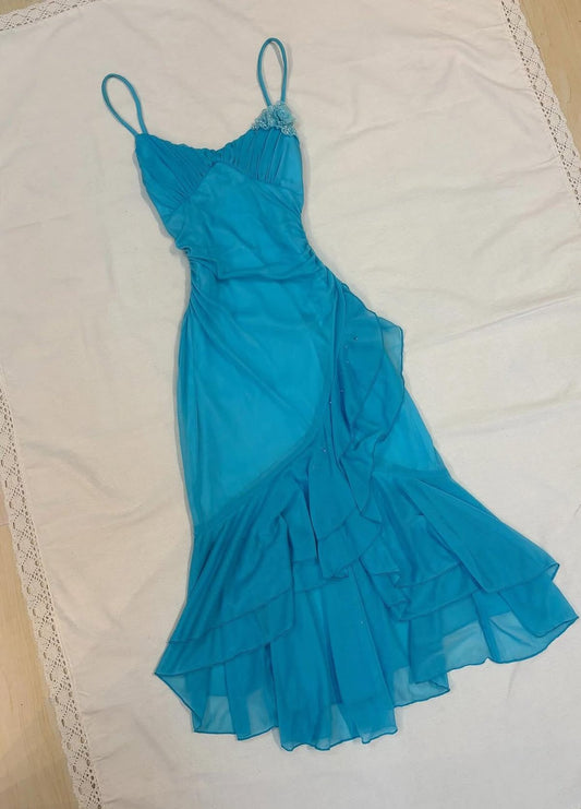 Simple Mermaid Spaghetti Straps Chiffon Long Prom Dress, Evening Dress C6241