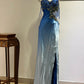 Chic Mermaid Sweetheart Gradient Satin Slit Beaded Long Prom Dress, Evening Dress C6242