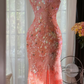 Gorgeous Mermaid Sweetheart Tulle Sequin Slit Beaded Long Prom Dress, Evening Dress C6243