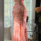 Gorgeous Mermaid Sweetheart Tulle Sequin Slit Beaded Long Prom Dress, Evening Dress C6243