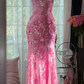 Gorgeous Mermaid Sweetheart Tulle Sequin Slit Beaded Long Prom Dress, Evening Dress C6243