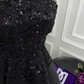 Formal Black A Line Strapless Satin Sequin Long Prom Dress, Evening Dress C6244