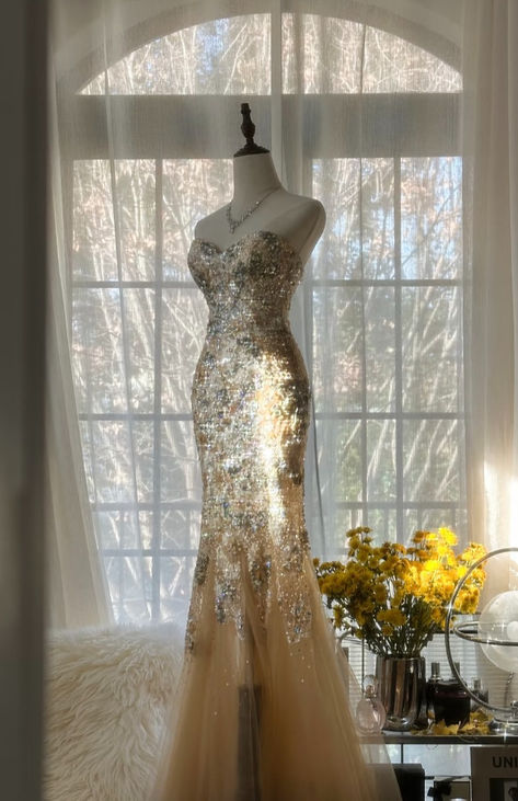 Gorgeous Mermaid Sweetheart Tulle Sequin Long Prom Dress, Evening Dress C6246