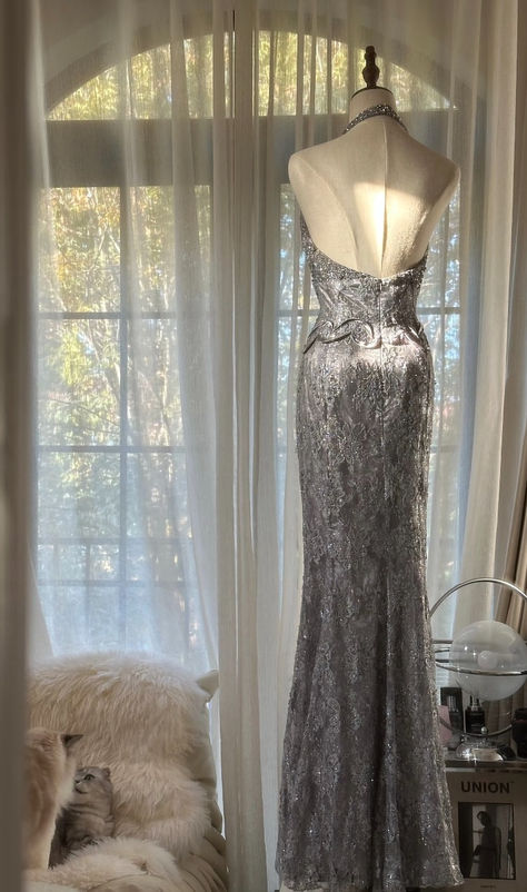 Gorgeous Mermaid Halter Tulle Lace Sequin Backless Long Prom Dress, Evening Dress C6247