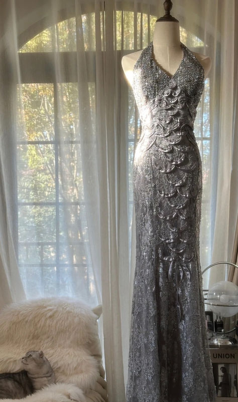 Gorgeous Mermaid Halter Tulle Lace Sequin Backless Long Prom Dress, Evening Dress C6247