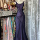 Elegant Mermaid U Neck Satin Chiffon Long Prom Dress, Evening Dress C6249