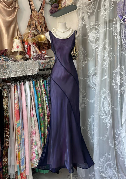 Elegant Mermaid U Neck Satin Chiffon Long Prom Dress, Evening Dress C6249