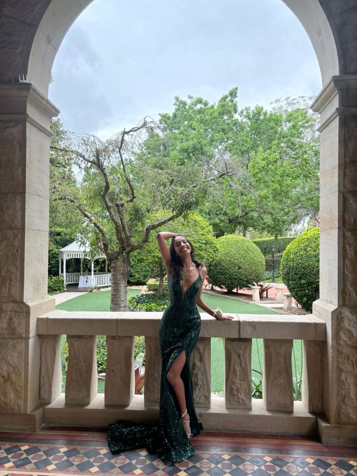 Chic Dark Green Mermaid Spaghetti Straps Satin Sequin Slit Long Prom Dress, Evening Dress C6259