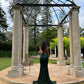 Chic Dark Green Mermaid Spaghetti Straps Satin Sequin Slit Long Prom Dress, Evening Dress C6259
