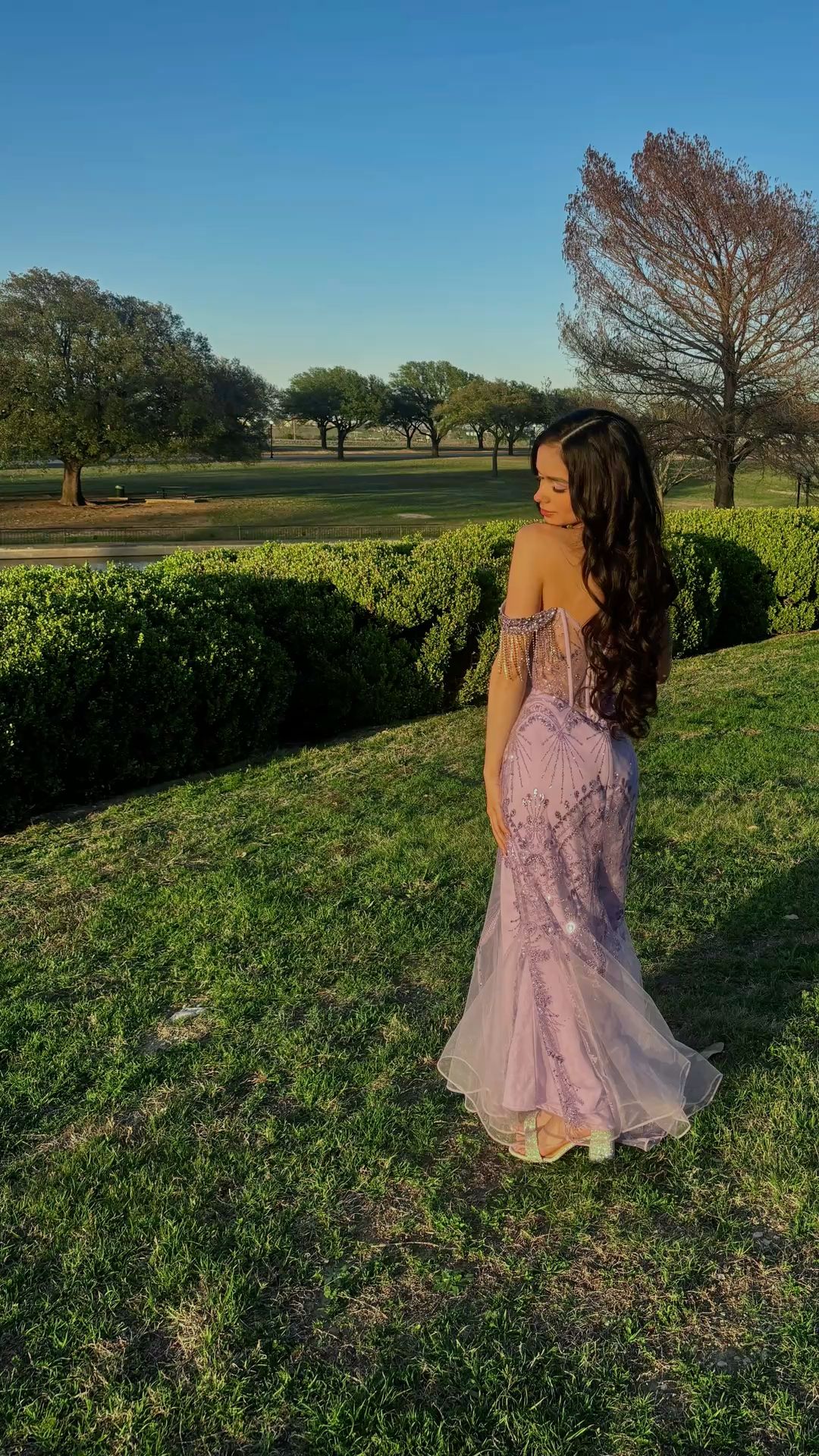 Robe de bal longue sirène lilas élégante à épaules dénudées en tulle et sequins, robe de soirée C6260