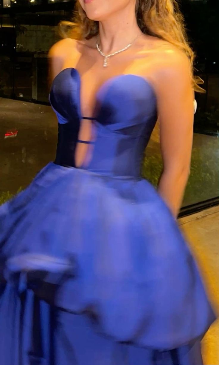 Chic A Line Strapless Satin Slit Long Prom Dress, Evening Dress C6273