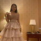 Shiny A Line Off The Shoulder Tiered Satin Tulle Sequin Long Prom Dress, Evening Dress C6274