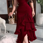 Formal Mermaid Off The Shoulder Satin Long Prom Dress, Evening Dress C6278
