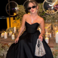 Simple Chic Black A Line Strapless Satin Long Prom Dress, Evening Dress C6279