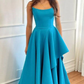 Unique A Line Strapless Satin Long Prom Dress, Evening Dress C6281