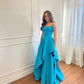 Unique A Line Strapless Satin Long Prom Dress, Evening Dress C6281