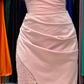 Pretty Chic Mermaid Pink Spaghetti Straps Satin Sequin Slit Without Sleeves Long Prom Dress, Evening Dress C6292