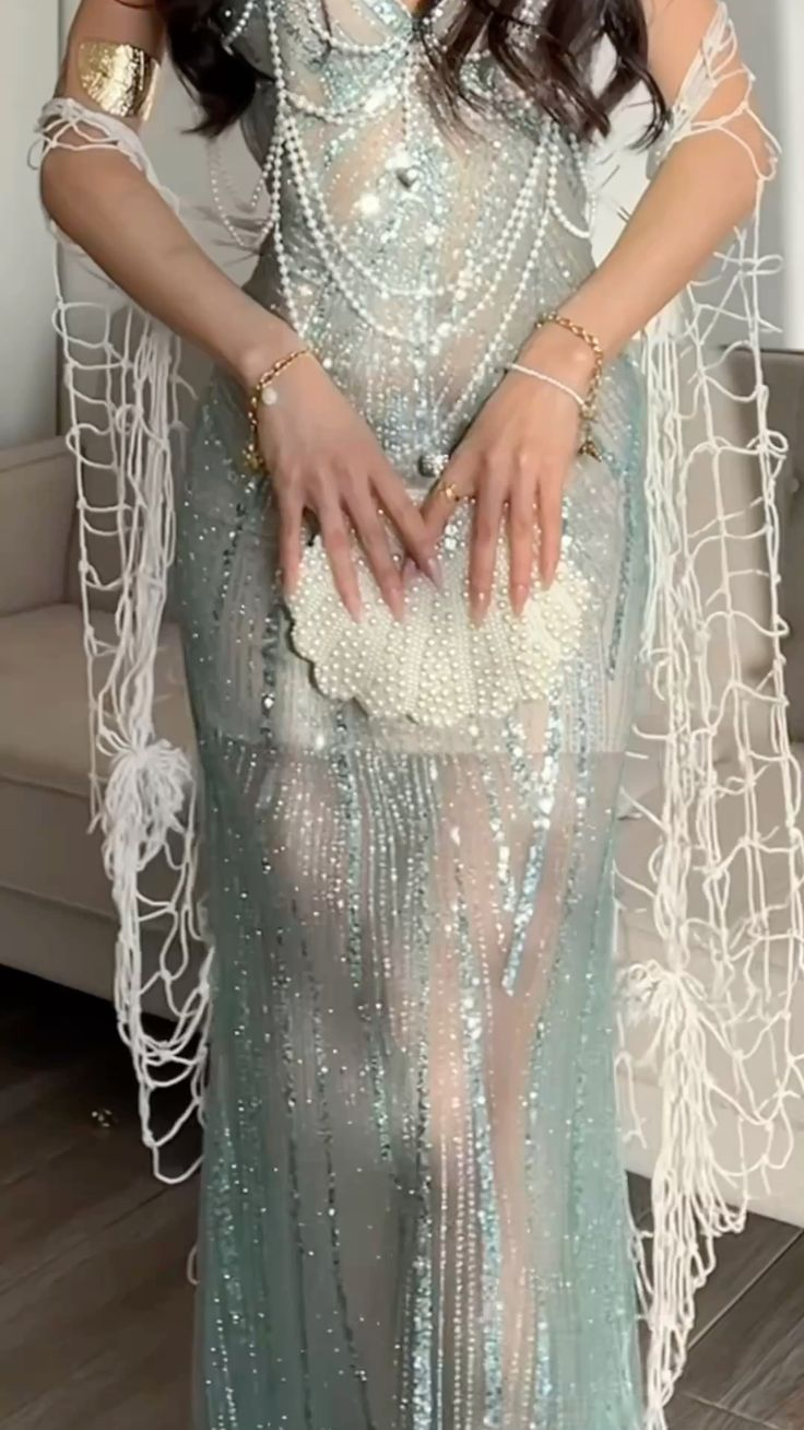 Gorgeous Shiny Mermaid Spaghetti Straps Tulle Sequin Beaded Without Sleeves Long Prom Dress, Evening Dress C6295