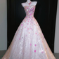 Magnifique robe de bal longue sans manches, en tulle brillant, coupe trapèze, sans bretelles, à sequins et à motifs floraux, référence C6302
