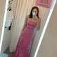 Pretty A Line Spaghetti Starps Satin Chiffon Sequin Without Sleeves Long Prom Dress, Evening Dress C6322