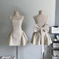 Pretty A Line Square Polka Dots Satin Back With Bow Knot Short Homecoming Dress 19th Birthday Outfits C6324