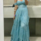 Chic Off The Shoulder A Line Tulle Sequin Without Sleeves Long Prom Dress, Evening Dress C6330