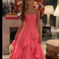 Elegant A Line Strapless Satin Without Sleeves Long Prom Dress, Evening Dress C6332