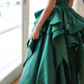Dark Green Ball Gown Strapless Satin Beaded Without Sleeves Long Prom Dress, Evening Dress C6336