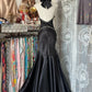 Retro Black Halter Mermaid Satin Beaded Backless Without Sleeves Long Prom Dress, Evening Dress C6343
