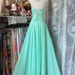 Chic A Line Sweetheart Chiffon Lace Without Sleeves Long Prom Dress, Evening Dress C6344