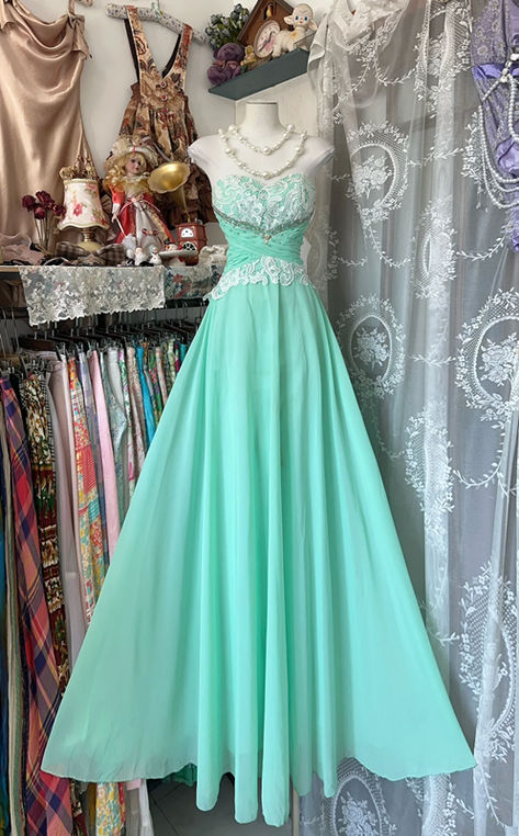 Chic A Line Sweetheart Chiffon Lace Without Sleeves Long Prom Dress, Evening Dress C6344
