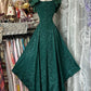 Retro Dark Green A Line Off The Shouder Satin Lace Without Sleeves Long Prom Dress, Evening Dress C6345