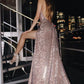 Shiny Charming Mermaid Spaghetti Straps Sequin Slit Without Sleeves Long Prom Dress, Evening Dress C6349