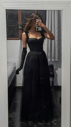 Black Charming Sweetheart A Line Tulle Sequin Without Sleeves Long Prom Dress, Evening Dress C6356