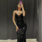 Sexy Black Spaghetti Straps Mermaid Sequin Without Sleeves Long Prom Dress, Evening Dress C6359