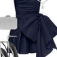 Chic A line Satin Strapless Short Navy Blue Homecoming Dress 20th Birthday Outfits CC636