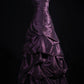 Retro A Line Purple Strapless Pleated Satin Without Sleeves Long Prom Dress, Evening Dress C6377