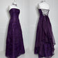 Classy A Line Strapless Dark Purple Satin Tulle Without Sleeves Long Prom Dress, Evening Dress C6379
