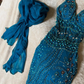 Gorgeous Mermaid Halter Chiffon Beaded With Scarf Without Sleeves Long Prom Dress, Evening Dress C6381
