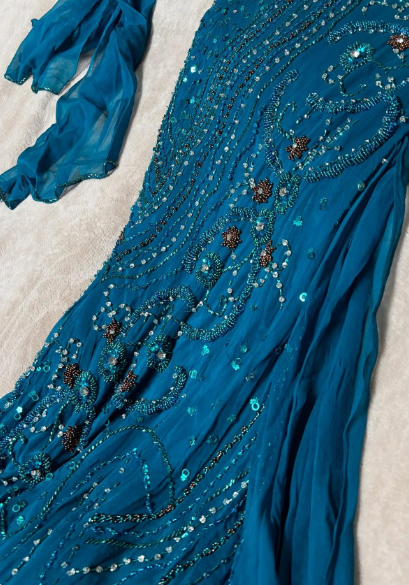 Gorgeous Mermaid Halter Chiffon Beaded With Scarf Without Sleeves Long Prom Dress, Evening Dress C6381