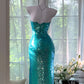 Chic Mermaid Strapless Sequin Without Sleeves Long Prom Dress, Evening Dress C6383