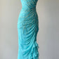 Unique Mermaid Strapless Chiffon Beaded Without Sleeves Long Prom Dress, Evening Dress C6384