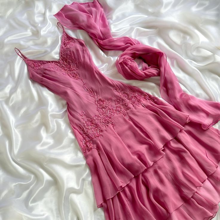 Classy A Line Spaghetti Straps Tiered Chiffon With Scarf Without Sleeves Long Prom Dress, Evening Dress C6388