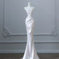 Elegant Mermaid Strapless Pleated Satin Without Sleeves Long Prom Dress, Evening Dress C6390