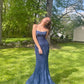 Navy Elegant Mermaid Halter Lace Without Sleeves Long Prom Dress, Evening Dress C6391
