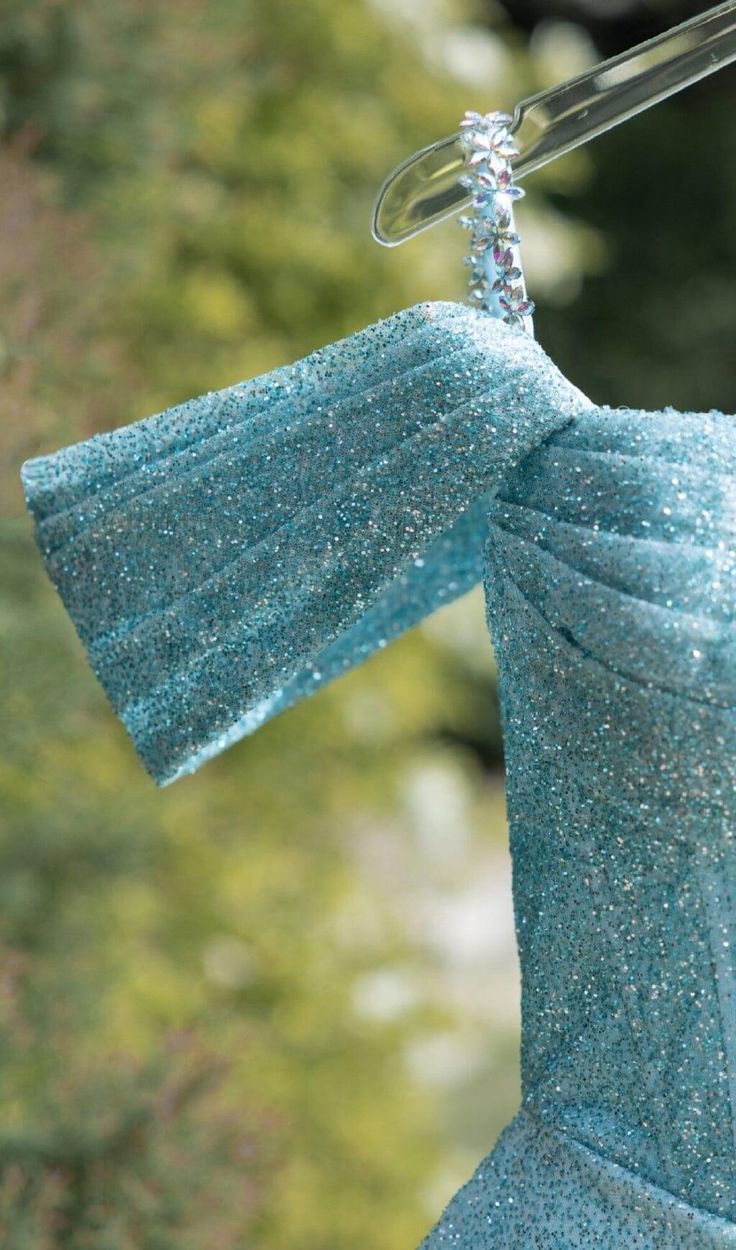 Robe de soirée Chic trapèze courte à paillettes bleues, tenue de 18e anniversaire, C643