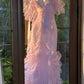 Robe de bal longue sirène charmante, bretelles spaghetti, tulle à volants, sans manches, en satin, robe de soirée C6443