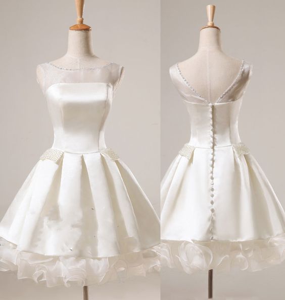 Robe de bal Chic courte en dentelle blanche, tenue de soirée pour 18e anniversaire, C646